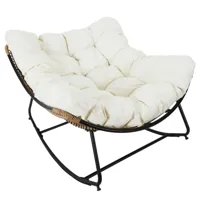 home deco factory - fauteuil à bascule tulum coussin marron/noir/beige - 96x73x114 cm