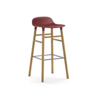 chaise de bar form avec structure en bois  - rouge - chêne - 75 cm