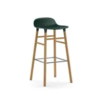 chaise de bar form avec structure en bois  - vert - chêne - 75 cm
