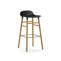 chaise de bar form avec structure en bois  - noir - chêne - 75 cm