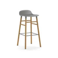 chaise de bar form avec structure en bois  - gris - chêne - 75 cm