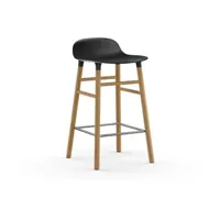 chaise de bar form avec structure en bois  - noir - chêne - 65 cm