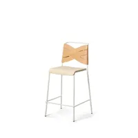 chaise de bar torso  - cuir - frêne/ blanc