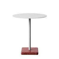 table de jardin terrazzo  - gris clair - terrazzo rouge - rond ø 70 cm