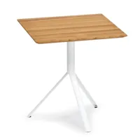 table de bistro trio - carrée - teck - blanc - 70 x 70 cm