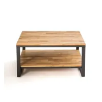 table basse carrée chêne et acier, hiba