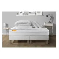 pack matelas sommier blanc memo luxe ressorts ensachés et mémoire de forme avec 2 oreillers et couette
