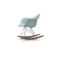 chaise à bascule rar eames plastic  - gris polaire - chromé - patins érable foncé