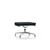chaise en aluminium - soft pad - ea 223 - tabouret - poli - cuir/plano - nero/nero