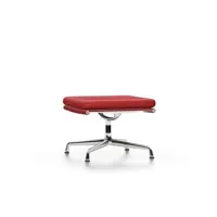 chaise en aluminium - soft pad - ea 223 - tabouret - poli - cuir/plano - rouge/poppy red