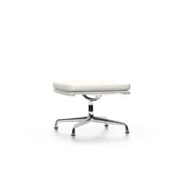 chaise en aluminium - soft pad - ea 223 - tabouret - poli - cuir/plano - snow/blanc