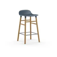 chaise de bar form avec structure en bois  - bleu - chêne - 65 cm