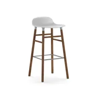 chaise de bar form avec structure en bois  - blanc - noyer - 75 cm
