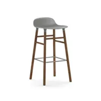 chaise de bar form avec structure en bois  - gris - noyer - 75 cm
