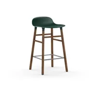 chaise de bar form avec structure en bois  - vert - noyer - 65 cm