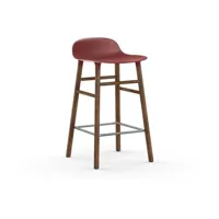 chaise de bar form avec structure en bois  - rouge - noyer - 65 cm