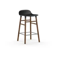chaise de bar form avec structure en bois  - noir - noyer - 65 cm