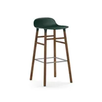 chaise de bar form avec structure en bois  - vert - noyer - 75 cm
