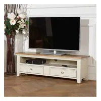 archer - meuble tv style bord de mer en bois, 1 niche, 2 tiroirs