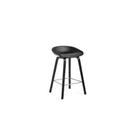 about a stool aas 33 - hauteur d'assise 75 cm - repose-pied acier inoxydable - cuir - vernis noir à base d'eau