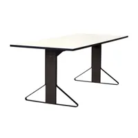 table salle à manger kaari petit modèle - hpl blanc, brillance intense - chêne noir - petit