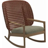 fauteuil à bascule kay high back - fife silky green - osier cuivre