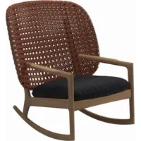 fauteuil à bascule kay high back - fife soot blue - osier cuivre