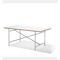 table de salle à manger eiermann 2 - mélaminé blanc/chant en chêne - chromé - 200 x 90 cm