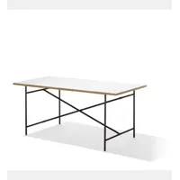table de salle à manger eiermann 2 - mélaminé blanc/chant en chêne - noir - 200 x 90 cm