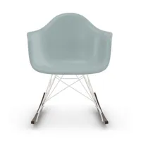 chaise à bascule rar eames plastic  - gris polaire - blanc - patins érable foncé