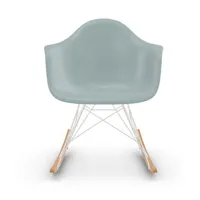 chaise à bascule rar eames plastic  - gris polaire - blanc - patins érable jaune