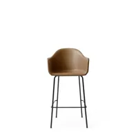 chaise de bar harbour - cuir dakar brun - avec rembourrage
