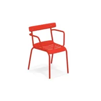 chaise avec accoudoirs miky  - rouge