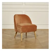 mia - fauteuil crapaud style vintage, en chêne et velours, 1 place