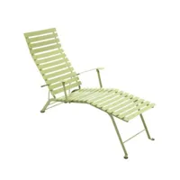 chaise longue bistro métal - 65 vert tilleul
