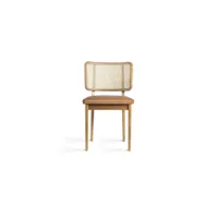 chaises - oak-without-armrest-cane, cuir tabac