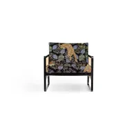 fauteuil cannage - tissu jungle leopard (cat.d), hêtre teinté noir