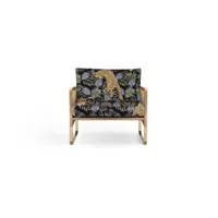 fauteuil cannage - tissu jungle leopard (cat.d), chêne clair