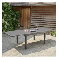 modulo  table de jardin en aluminium extensible gris 6/10 places