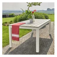 tampa  table de jardin en aluminium blanc et gris 8 places