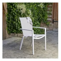 tulum  fauteuil de jardin en aluminium blanc et textilène gris