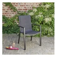 balistar  fauteuil de jardin en aluminium et textilène gris