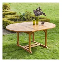bali  table de jardin en teck huilé massif extensible ovale 6/8 places