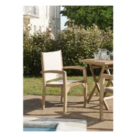 harris - ensemble de 2 fauteuils de jardin en bois teck - dossier et assise couleur en textilène ivoire