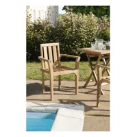 harris - ensemble de 2 fauteuils de jardin empilables en bois teck