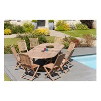harris - table de jardin 10/12 personnes - ovale double extension 200/300*120 cm en bois teck
