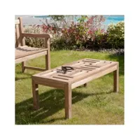 harris - table basse de jardin rectangulaire 100x50cm en bois teck