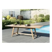 harris - table de jardin 8/10 personnes - rectangulaire scandi extensible 180/240x100x75 cm en bois teck