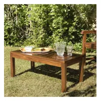 hanna - table basse de jardin rectangulaire 100 x 50 cm en bois teck huilé