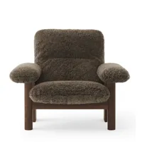 fauteuil lounge et ottoman brasilia - sheepskin - chêne foncé